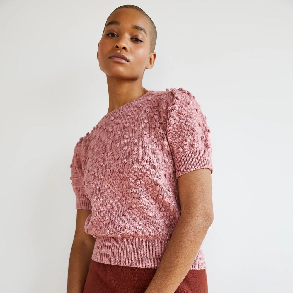 Misha & Puff Ellie Popcorn Short Sleeve Pullover - Rose Blush